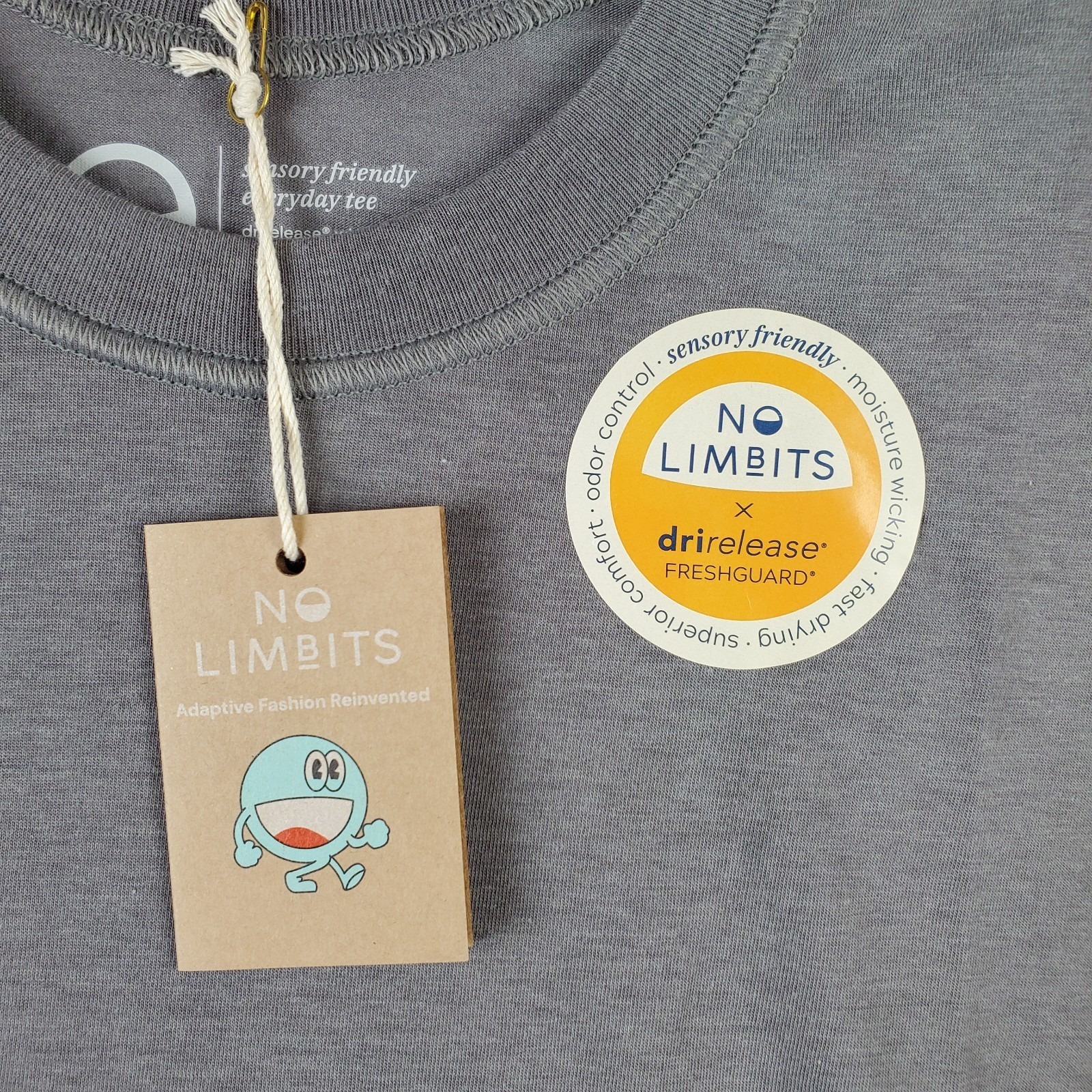 No Limbits Drirelease Freshguard Sensory Friendly Everyday Tee Shirt Men M Gray — image 3 of 7